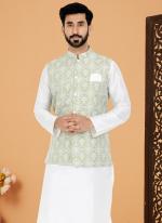 Banarasi Dhupion Pista Wedding Wear Banarasi Work Modi Jacket Kurta Pajama